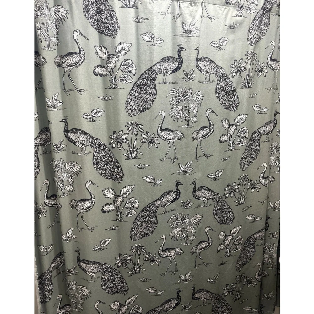 World Market Peacock and Botanical Shower Curtain 72x72